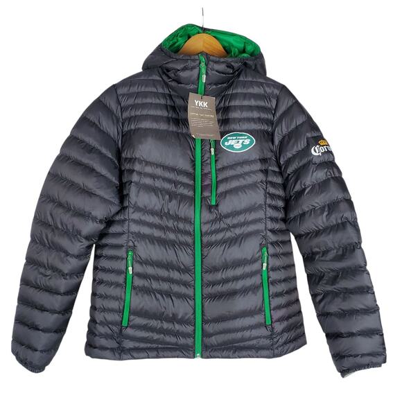 NEW Toray Gram Art Down Puffer Jacket NY Jets Corona Womens XL SLIM FIT M/L Blk - Picture 2 of 16